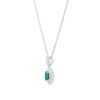 Mappin & Webb 18ct White Gold 0.34cttw Diamond & 0.46cttw Oval Cut Emerald Pendant