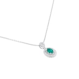 Mappin & Webb 18ct White Gold 0.34cttw Diamond & 0.46cttw Oval Cut Emerald Pendant