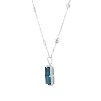 Mappin & Webb 18ct White Gold 0.30ct Diamond & 5.06cttw Green Tourmaline Pendant