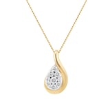 Goldsmiths 9ct Yellow Gold 0.20cttw Pear Cluster Wave Pendant
