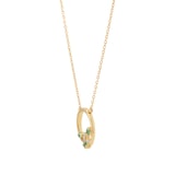 Goldsmiths 9ct Yellow Gold Diamond and Emerald Leaf Pendant