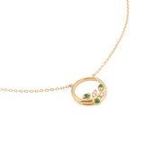 Goldsmiths 9ct Yellow Gold Diamond and Emerald Leaf Pendant