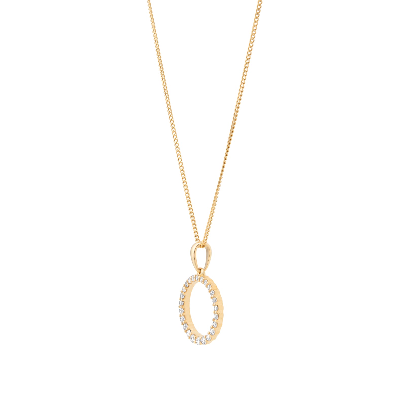 Goldsmiths 9ct Yellow Gold 0.15cttw Diamond Circle Pendant