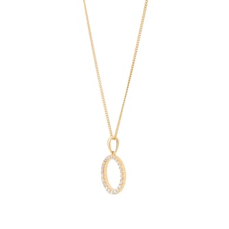 Goldsmiths 9ct Yellow Gold 0.15cttw Diamond Circle Pendant