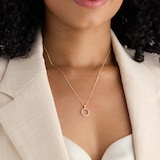 Goldsmiths 9ct Yellow Gold 0.15cttw Diamond Circle Pendant