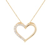 Goldsmiths 9ct Yellow Gold 0.10cttw Diamond Heart Pendant
