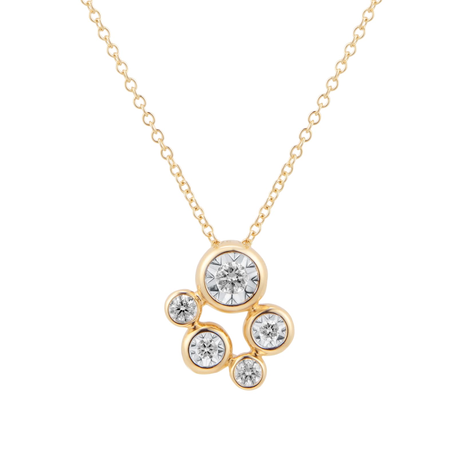 Goldsmiths 9ct Yellow Gold 0.18cttw Diamond Illusion Bezel Pendant