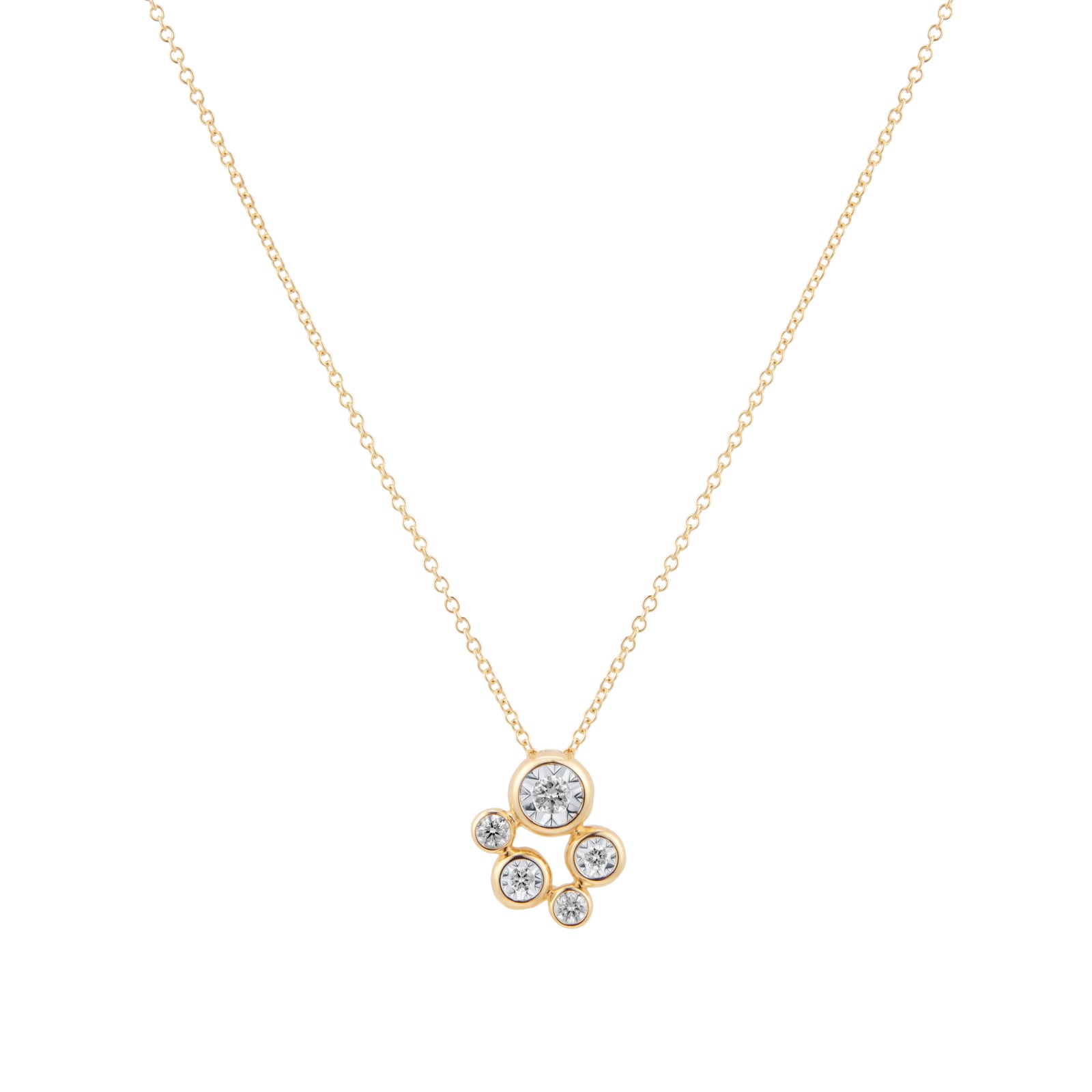 Goldsmiths 9ct Yellow Gold 0.18cttw Diamond Illusion Bezel Pendant