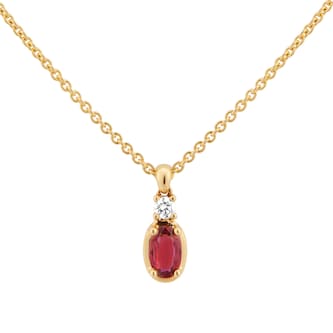 Goldsmiths 18ct Yellow Gold 0.03ct Diamond & Ruby Oval Cut Pendant Goldsmiths 18ct Yellow Gold 0.03ct Diamond & Ruby Oval Cut Pendant