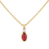 Goldsmiths 18ct Yellow Gold 0.03ct Diamond & Ruby Oval Cut Pendant