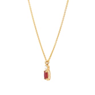 Goldsmiths 18ct Yellow Gold 0.03ct Diamond & Ruby Oval Cut Pendant Goldsmiths 18ct Yellow Gold 0.03ct Diamond & Ruby Oval Cut Pendant