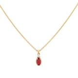 Goldsmiths 18ct Yellow Gold 0.03ct Diamond & Ruby Oval Cut Pendant