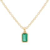 Goldsmiths 9ct Yellow Gold 5x3mm Emerald Cut Emerald Pendant