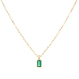 Goldsmiths 9ct Yellow Gold 5x3mm Emerald Cut Emerald Pendant