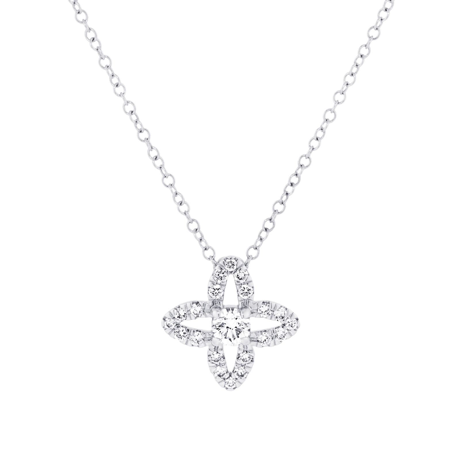 Mappin & Webb 18ct White Gold 0.47cttw Diamond Floral Pendant