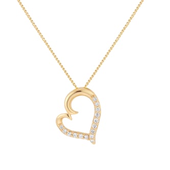 Goldsmiths 9ct Yellow Gold 0.10cttw Diamond Set Heart Motif Pendant