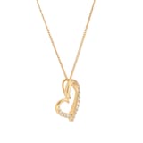 Goldsmiths 9ct Yellow Gold 0.10cttw Diamond Set Heart Motif Pendant