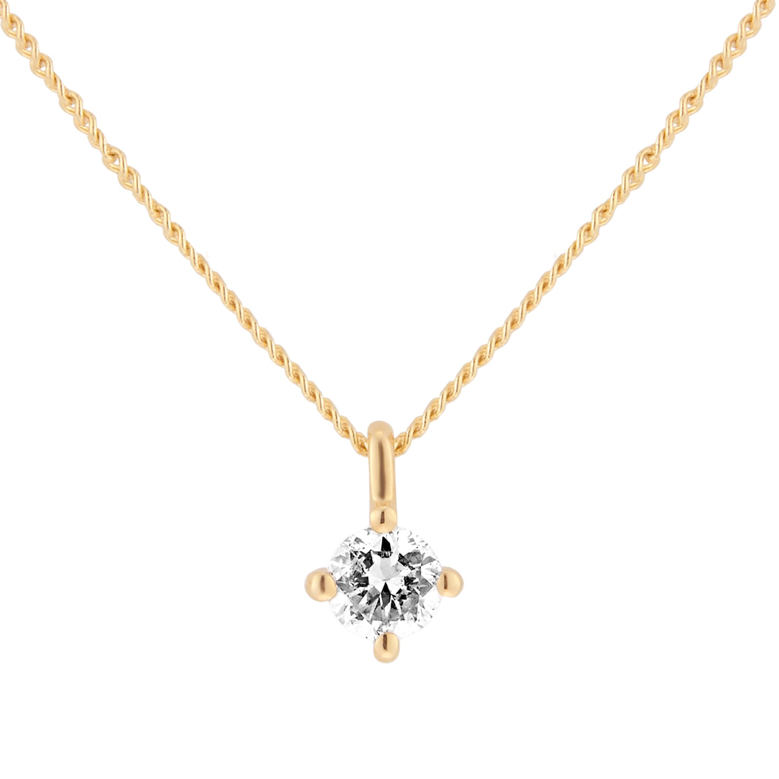 Goldsmiths 9ct Yellow Gold 0.15cttw Brilliant Cut Diamond Solitaire Pendant
