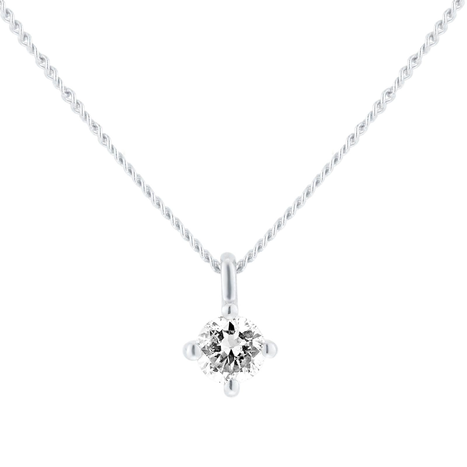 Goldsmiths 9ct White Gold 0.15cttw Brilliant Cut Diamond Solitaire Pendant Goldsmiths 9ct White Gold 0.15cttw Brilliant Cut Diamond Solitaire Pendant