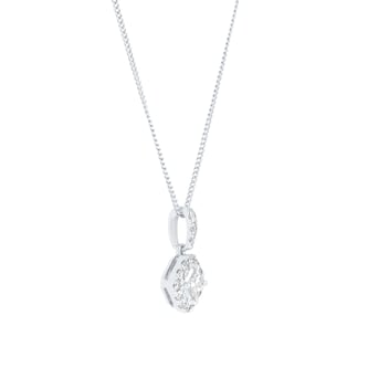 Goldsmiths 9ct White Gold  0.25cttw Princess Cut Diamond Halo Pendant