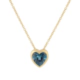 Goldsmiths 9ct Yellow Gold 6mm London Blue Topaz Bezel Set Heart Pendant