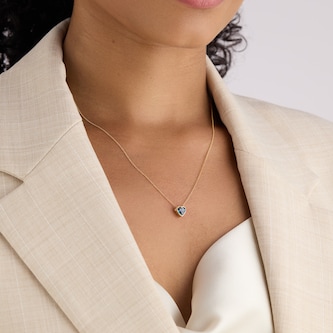 Goldsmiths 9ct Yellow Gold 6mm London Blue Topaz Bezel Set Heart Pendant