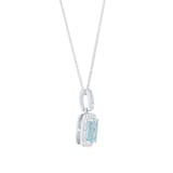 Goldsmiths 9ct White Gold 0.15cttw Diamond and Emerald Cut Aquamarine Halo Pendant