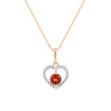 Goldsmiths 9ct Yellow Gold Diamond and Garnet Heart Pendant