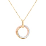 Goldsmiths 9ct Tri-Gold 0.15cttw Diamond Circle Pendant