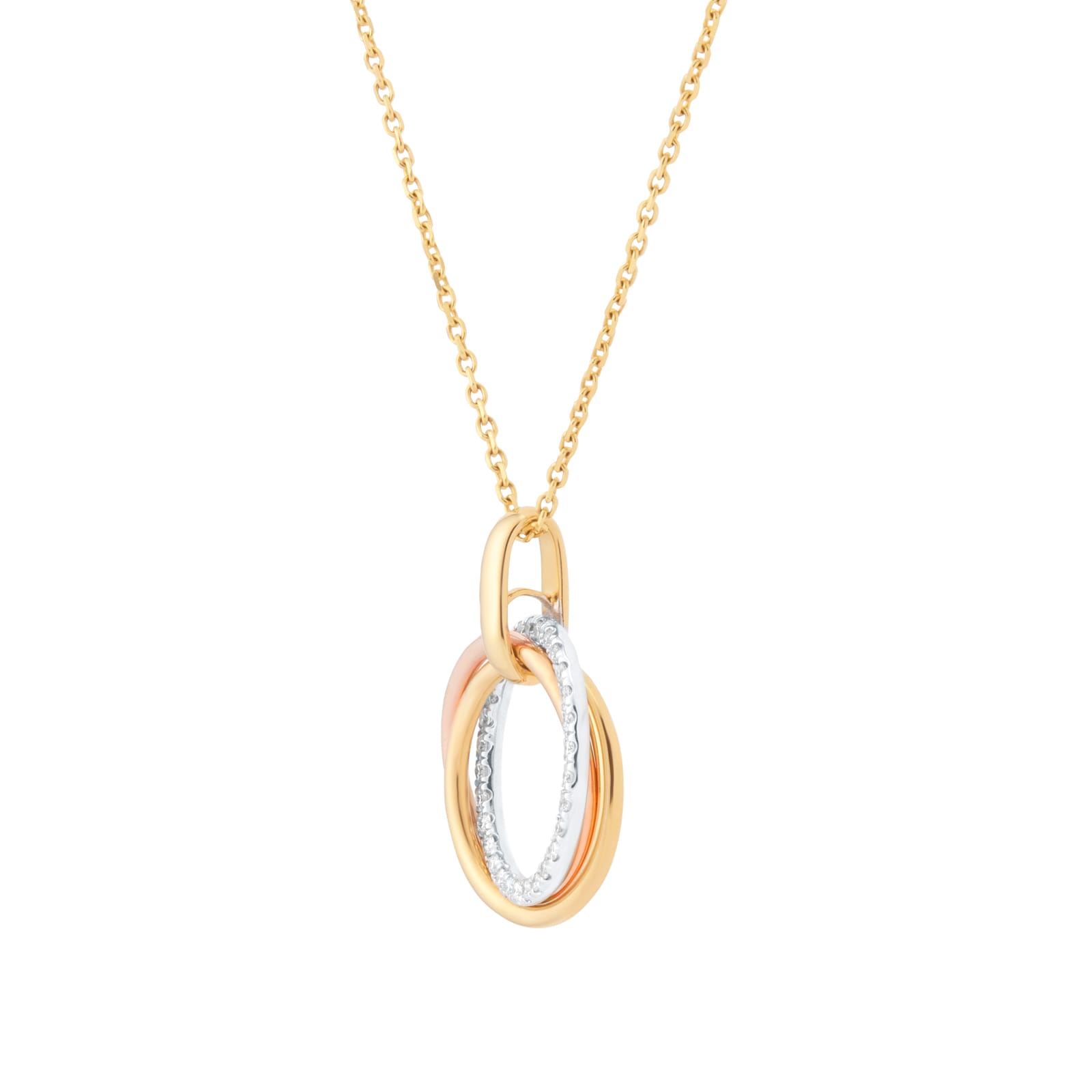 Goldsmiths 9ct Tri-Gold 0.15cttw Diamond Circle Pendant Goldsmiths 9ct Tri-Gold 0.15cttw Diamond Circle Pendant