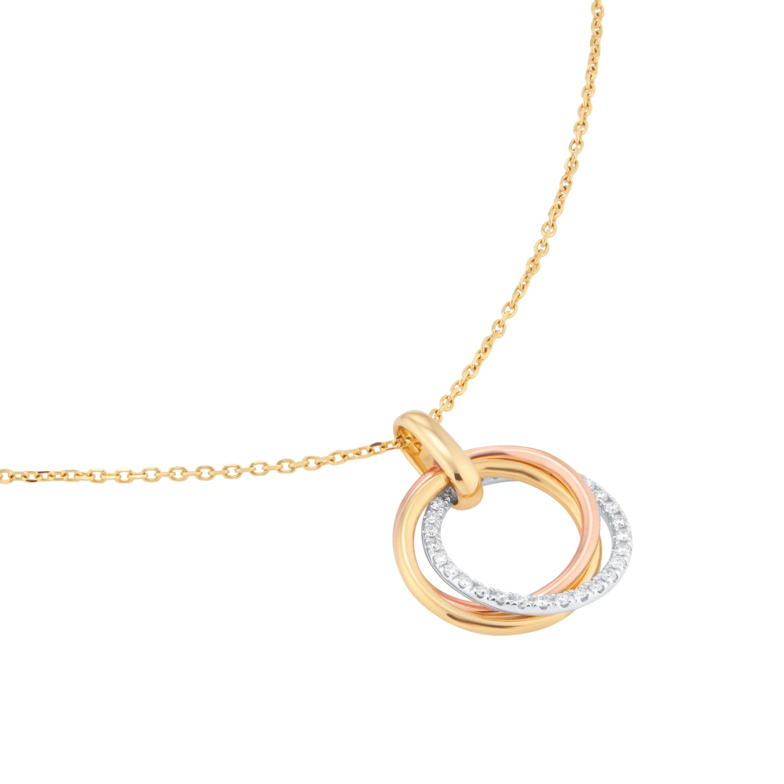 Goldsmiths 9ct Tri-Gold 0.15cttw Diamond Circle Pendant Goldsmiths 9ct Tri-Gold 0.15cttw Diamond Circle Pendant