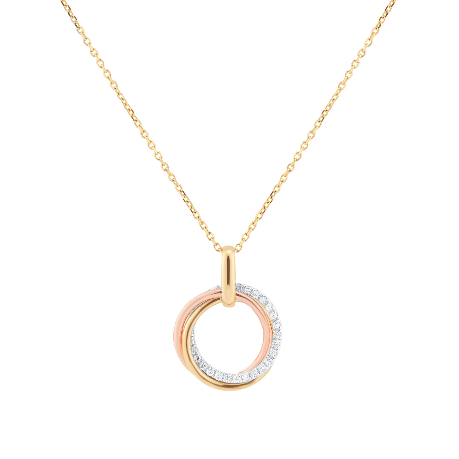 Goldsmiths 9ct Tri-Gold 0.15cttw Diamond Circle Pendant Goldsmiths 9ct Tri-Gold 0.15cttw Diamond Circle Pendant