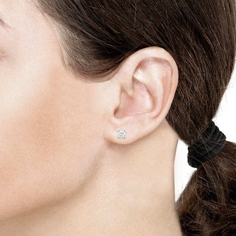 Goldsmiths 9ct Gold 0.40ct 4 Claw Canadian Diamond Earrings