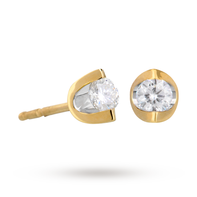 Goldsmiths 9 Carat Gold 0.15ct Tension Set Diamond Earrings