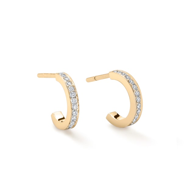Mappin & Webb Libretto 18ct Yellow Gold 0.16cttw Diamond Small Hoop Earrings