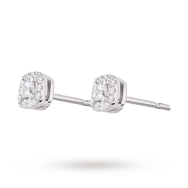 Goldsmiths 9ct White Gold 0.20ct Princess Cut Diamond Stud Earrings