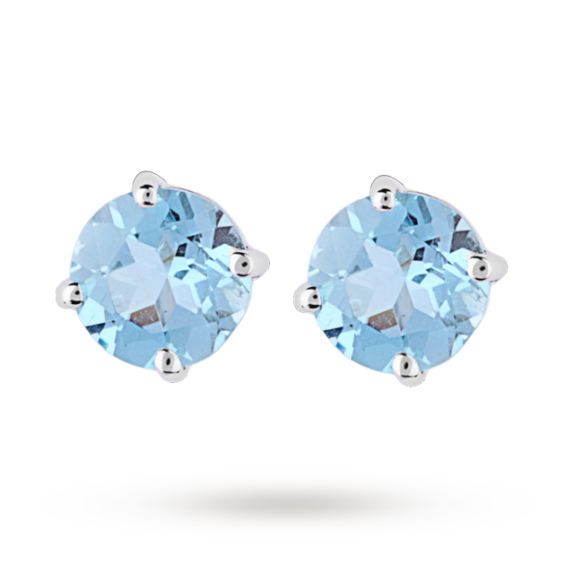 Goldsmiths 9ct White Gold 1.60ct Blue Topaz Stud Earrings