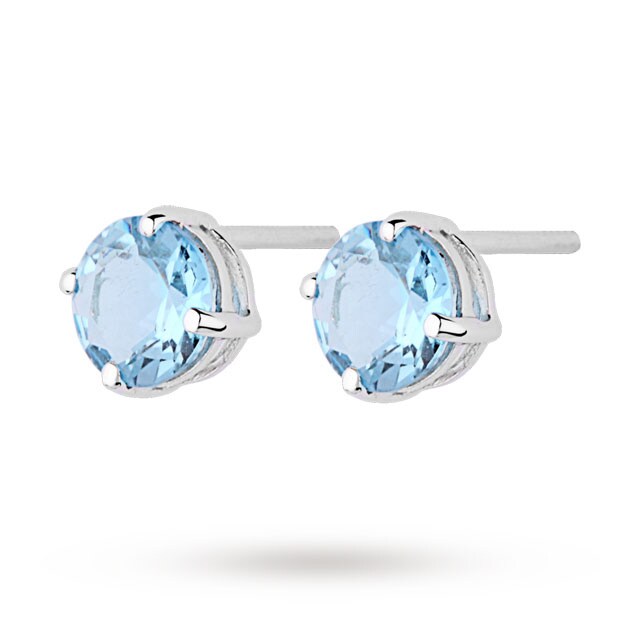 Goldsmiths 9ct White Gold 1.60ct Blue Topaz Stud Earrings