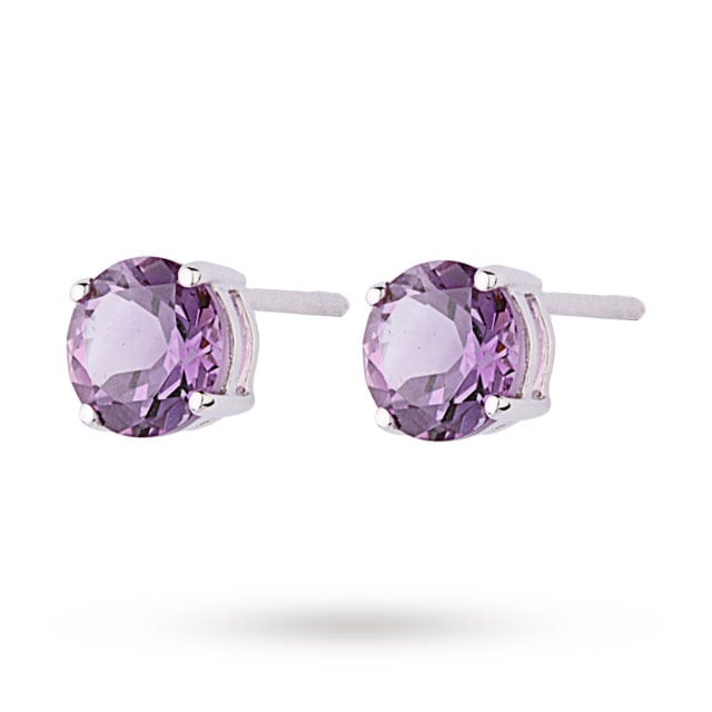 Goldsmiths 9ct White Gold 1.20ct Amethyst Stud Earrings