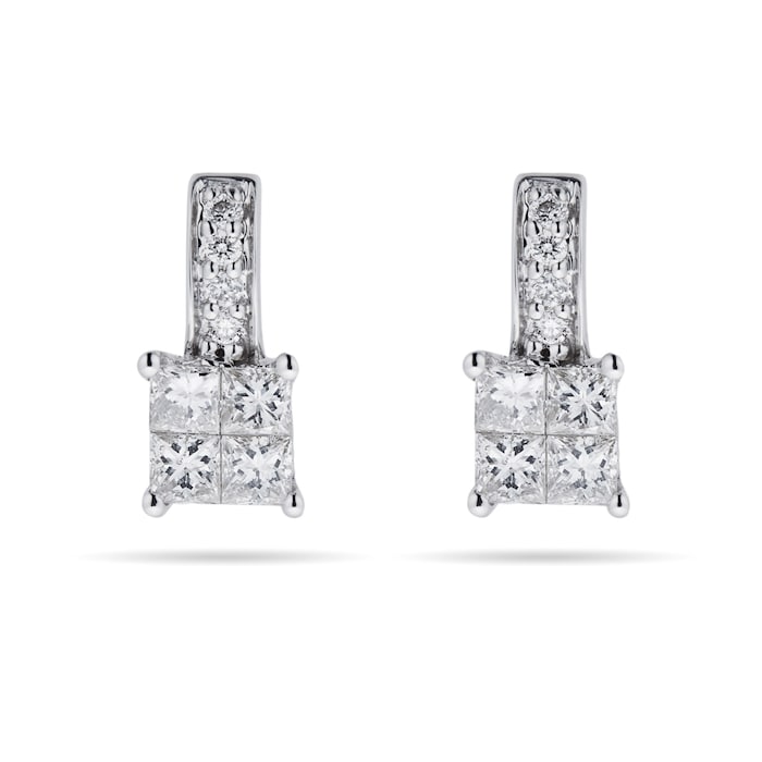 Goldsmiths 9ct White Gold 0.25ct Invisible Diamond Set Stud Earrings