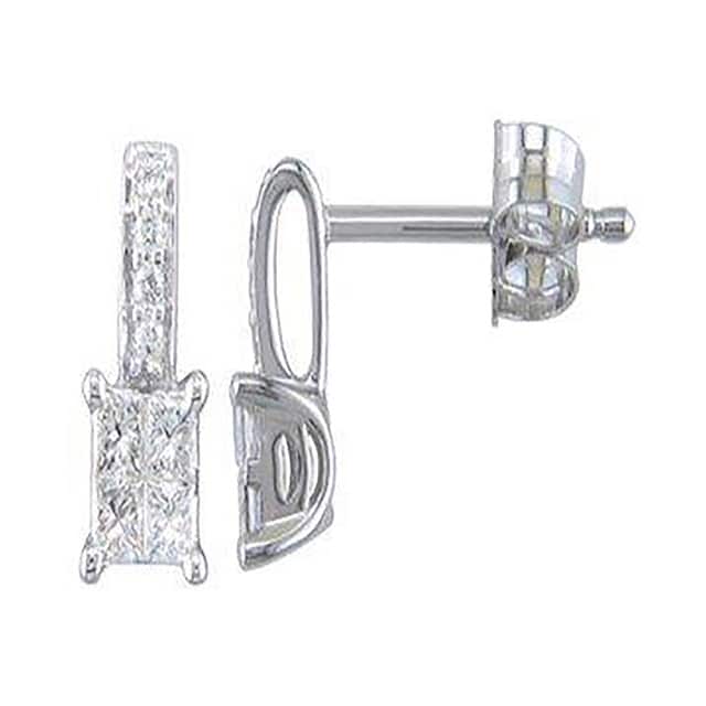 Goldsmiths 9ct White Gold 0.25ct Invisible Diamond Set Stud Earrings