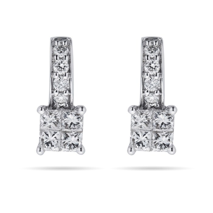 Goldsmiths 9ct White Gold 0.45ct Invisible Diamond Set Stud Earrings