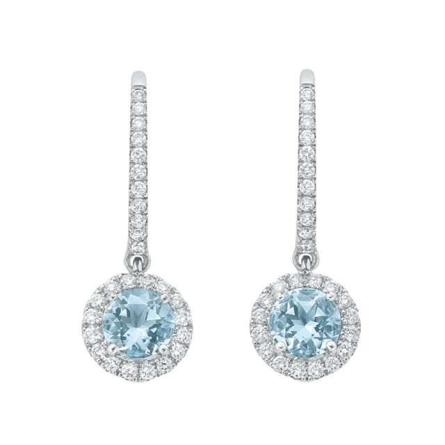 Mappin & Webb Carrington 18ct White Gold 0.80cttw Aquamarine and 0.30cttw Diamond Drop Earrings