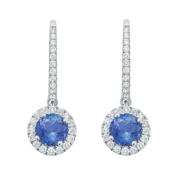 Mappin & Webb Carrington 18ct White Gold 1.00cttw Tanzanite and 0.30cttw Diamond Stud Earrings