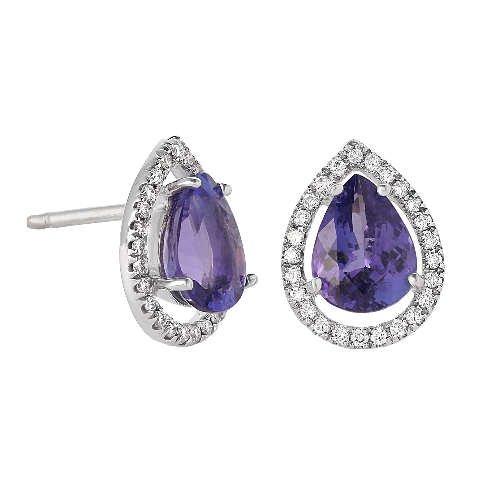 Mappin & Webb 18ct White Gold 2.27cttw Tanzanite and Diamond Drop Earrings