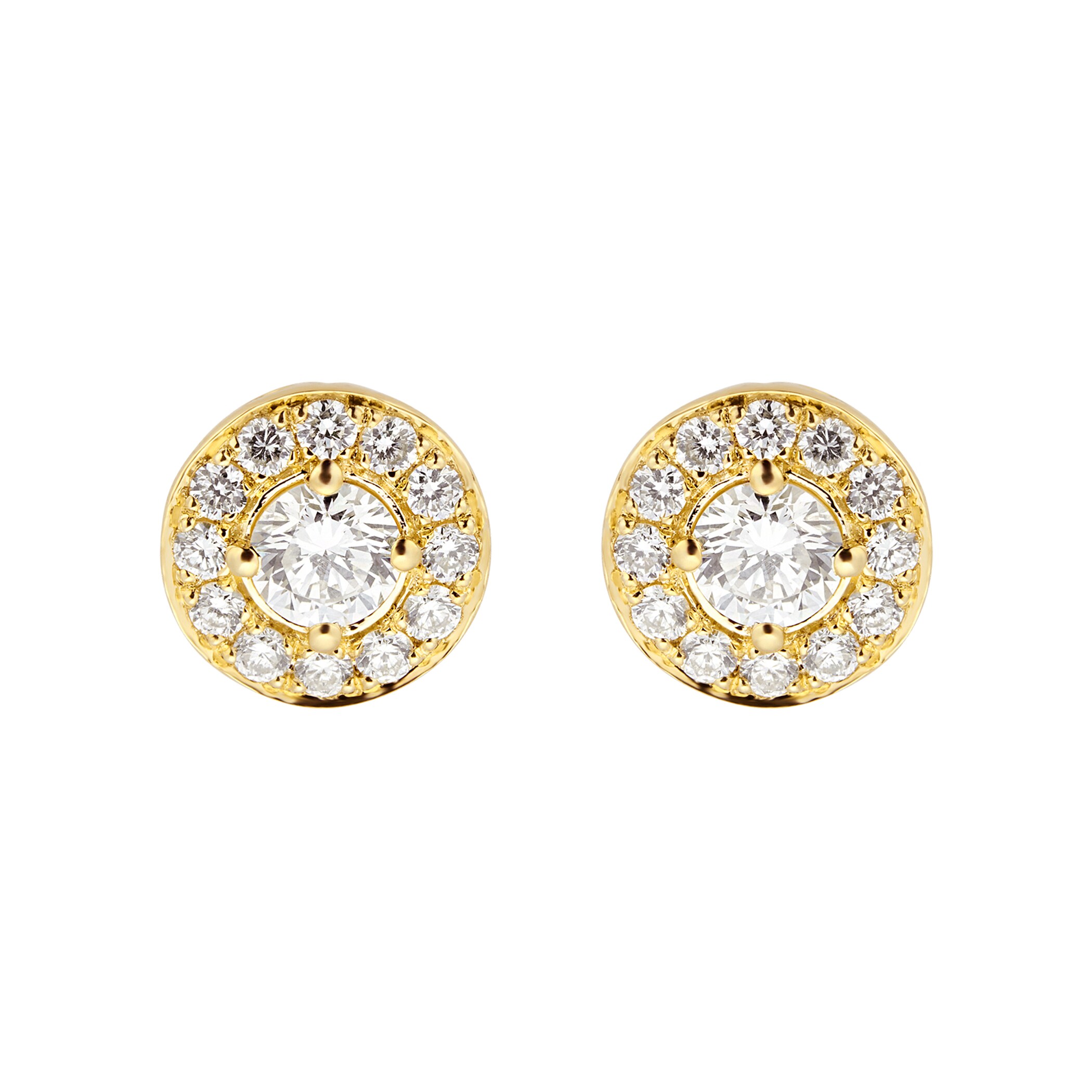 Mappin & Webb Fonteyn 18ct Yellow Gold 0.55cttw Diamond Halo Stud Earrings