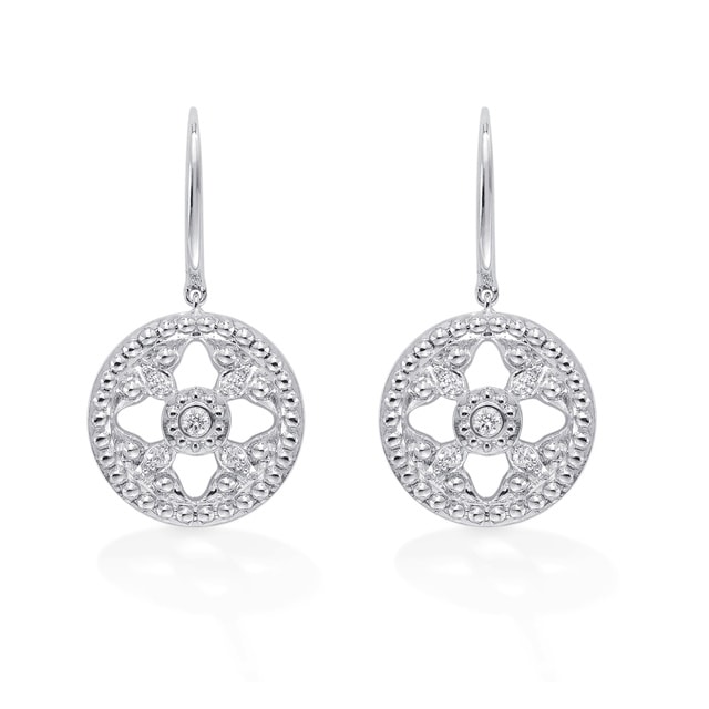 Mappin & Webb Empress 18ct White Gold 0.17cttw Diamond Drop Earrings