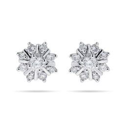 12152302 - 9ct White Gold 0.25ct Snowflake Stud Earrings