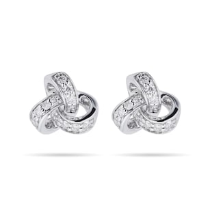 Goldsmiths 9ct White Gold 0.15ct Diamond Knot Stud Earrings
