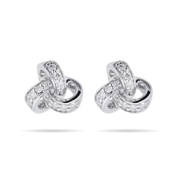 12152303 - 9ct White Gold 0.15ct Diamond Knot Stud Earrings